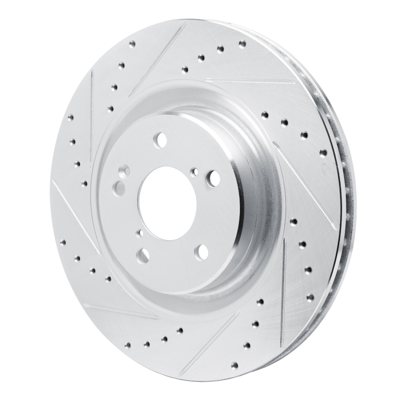 Acura MDX Brake Rotor (1) - Front Left - R1 Concepts - Drilled & Slotted - Silver - `22-`26